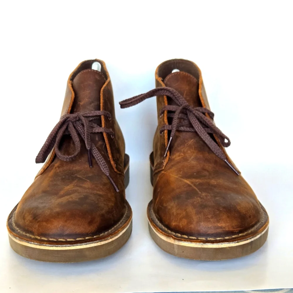 Clarks Mens Size 10.5 Wide Chukka Desert Boots Brown Leather Boot 2 Eye 15522